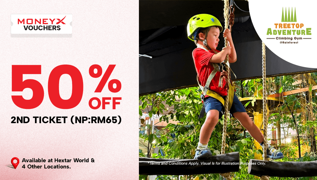 MoneyX Vouchers - Discount Voucher For Activities - Treetop Adventure @ Rainforest