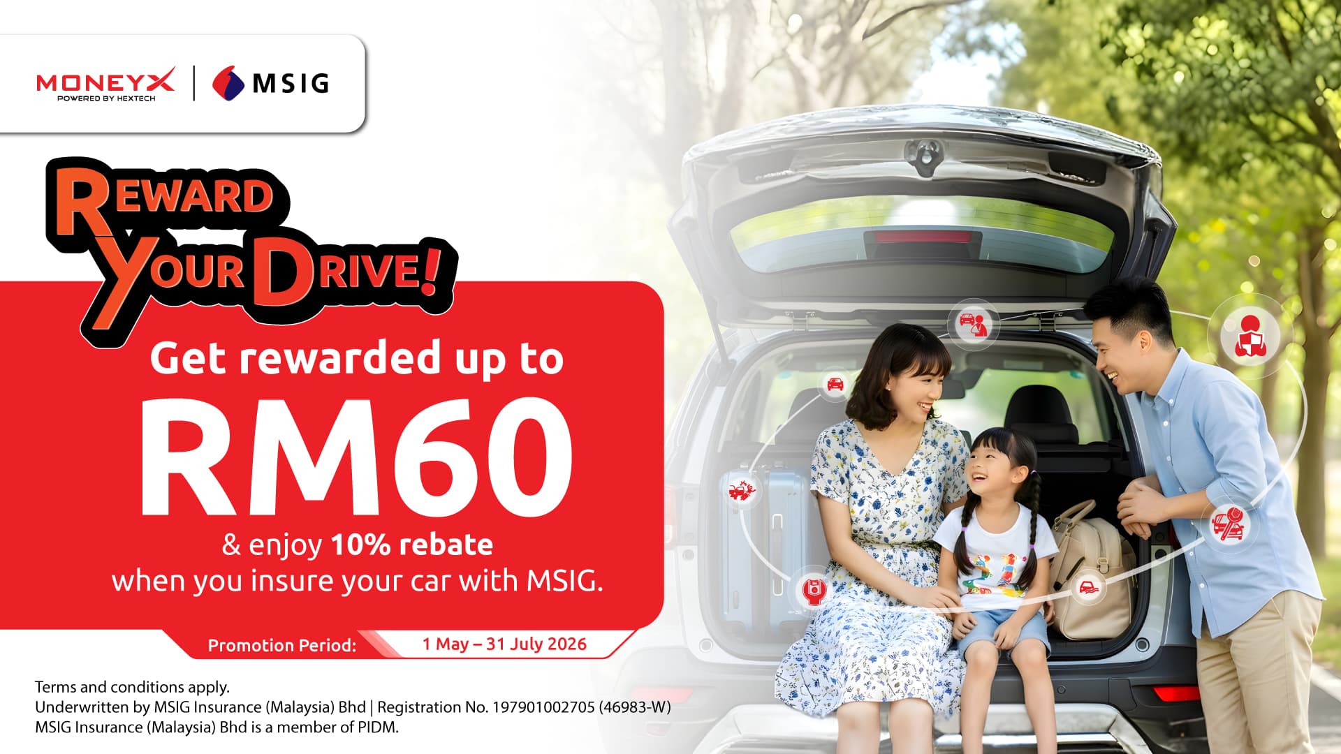 MSIG Motor Insurance – Enjoy Up to RM60 TNG Credit