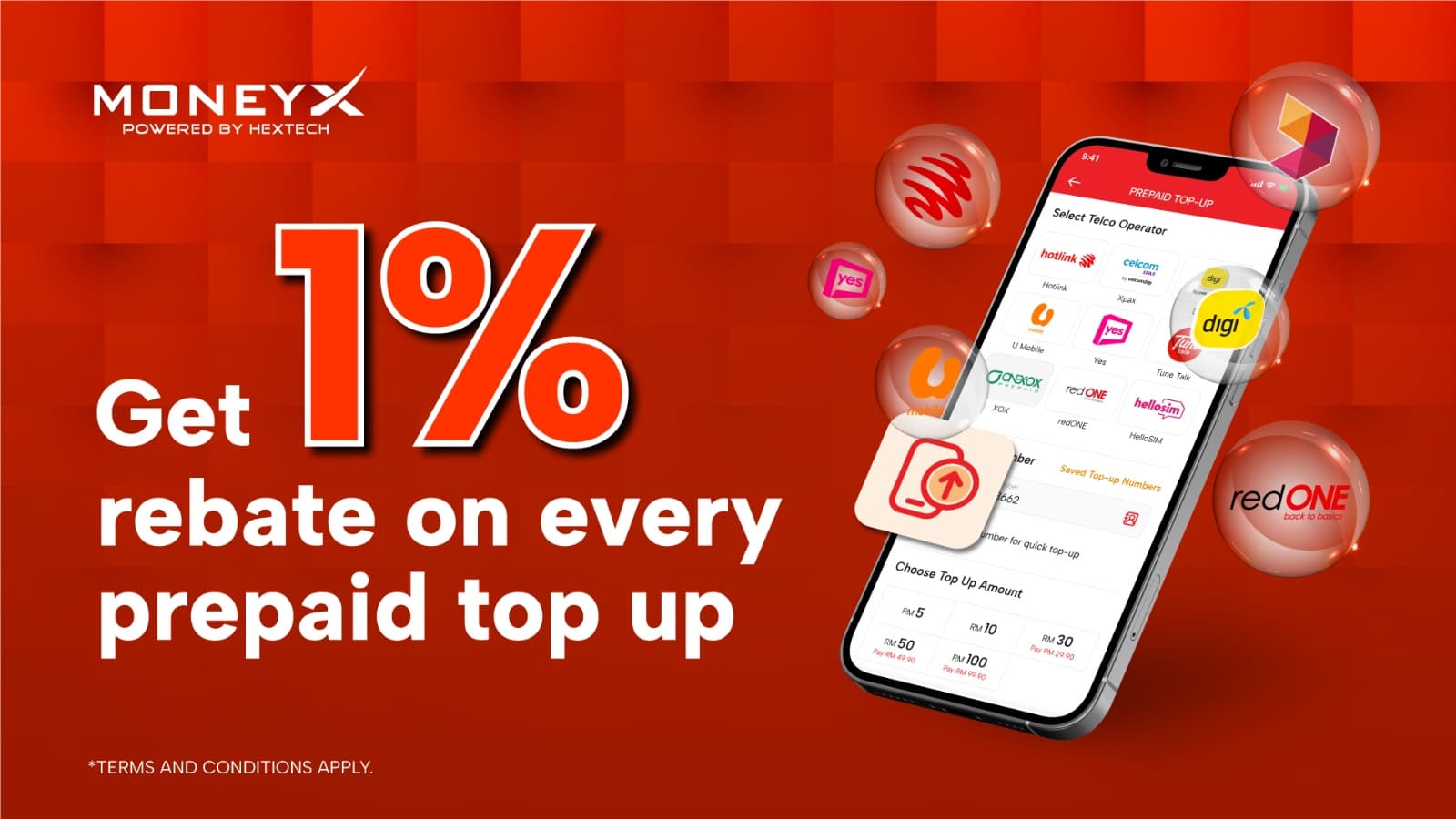 You can now top-up your mobile number anytime, anywhere, with MoneyX!